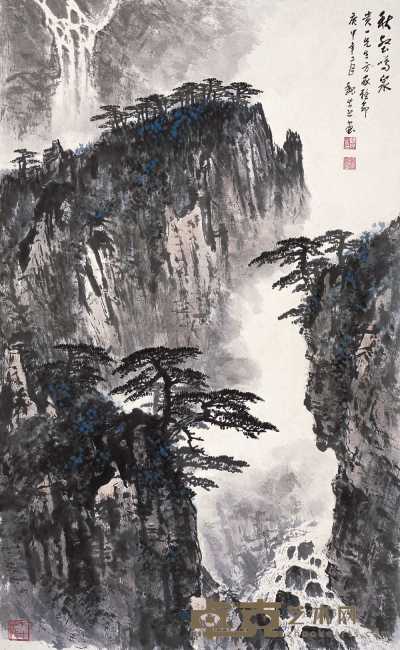 魏紫熙 庚申（1980）年作 秋壑鸣泉 立轴 96×59.5cm